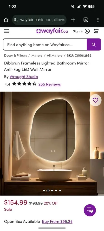 Dibbrun LED Anti-Fog Bathroom Mirror - New in Box! image indicator(3)