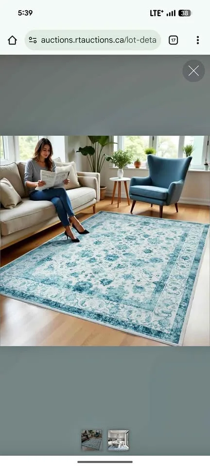 New Zentavio 5x7 Washable Area Rug, Floral, Blue 💙