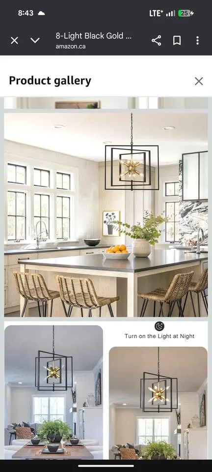 8-Light Sputnik Chandelier - Black/Gold - New in Box image indicator(3)