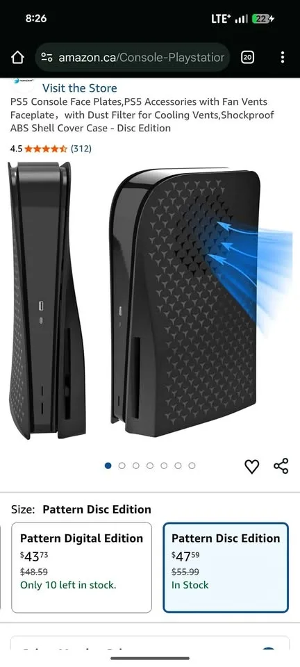 PS5 Face Plate with Fan Vents & Dust Filter