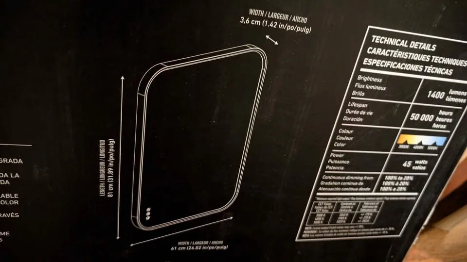 Artika Royce Wall-Mount LED Mirror, 61x81 cm (inbox) image indicator(4)