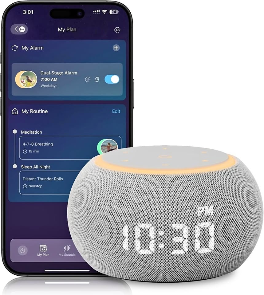NEW~ White Noise Sound Machine, Clock, Night Light(500 Sounds)