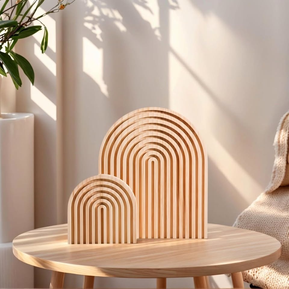 NEW~ Natural Wood Arch Decor/Serving Board (2-PC Set)