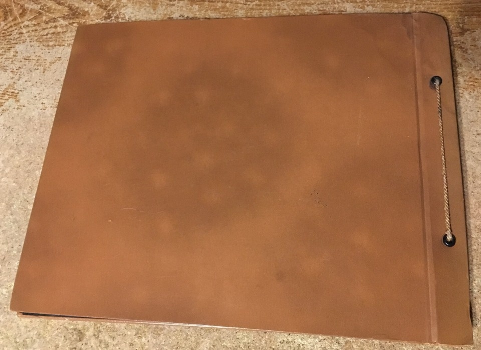 VINTAGE PHOTO ALBUM 14" X 11" TAN STRING CLOSING - photo 2