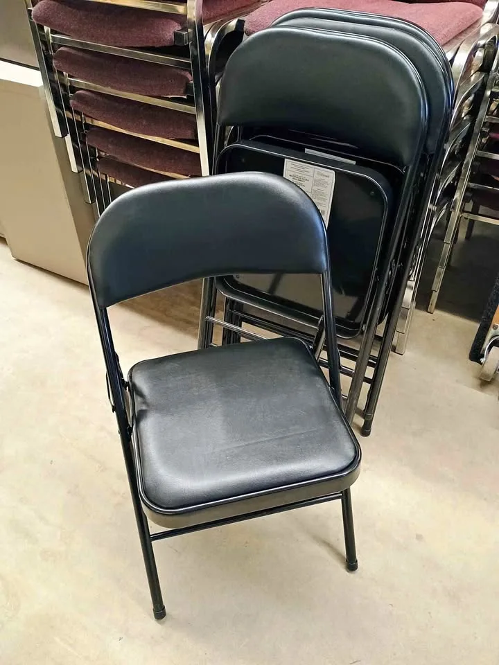 Folding Black Vinyl Chairs - 4 Available