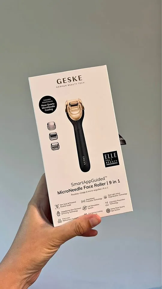 GESKE MicroNeedle Face Roller, 9 in 1, Rose Quartz