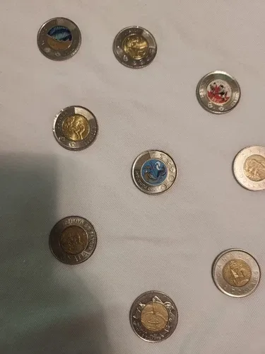 Conmemorative  Canadian coins mixed lot 12 Toonies image indicator(5)
