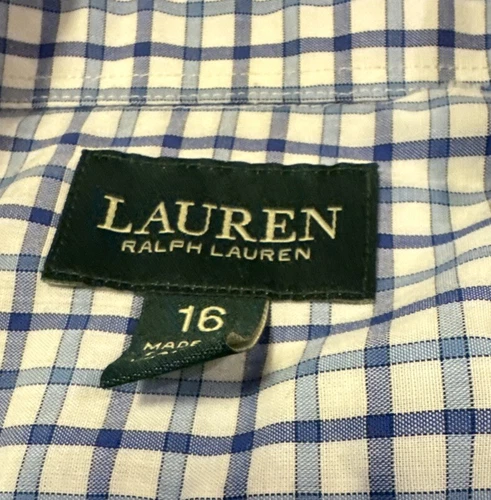 Ralph Lauren Blue Checkered Dress Shirt Size 16 - photo 2
