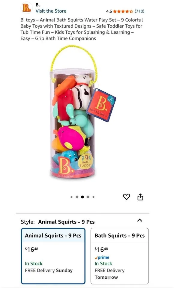 Brand New in Box b.toys bath squirt toy set