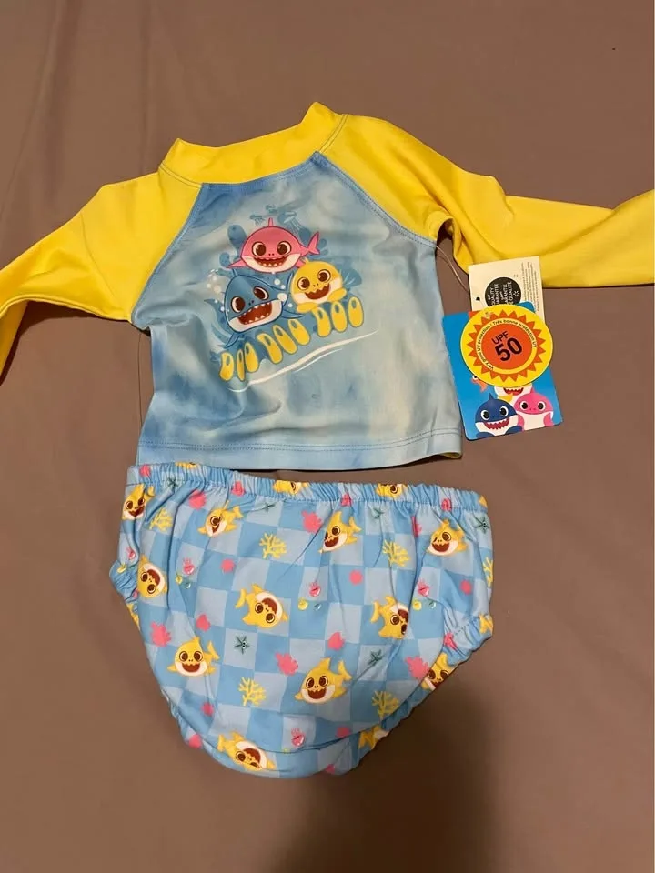 Brand new Baby Shark Swimsuit Set (3-6M) image indicator(2)