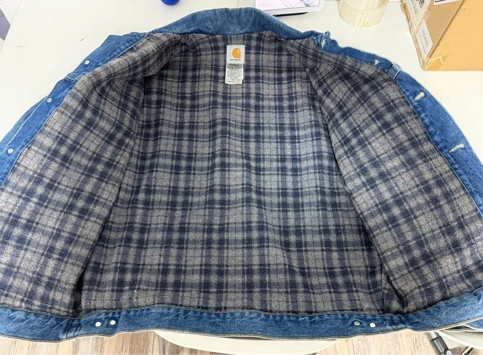 Vintage Carhartt Detroit Denim Jacket Men's Size Medium Blanket image indicator(6)