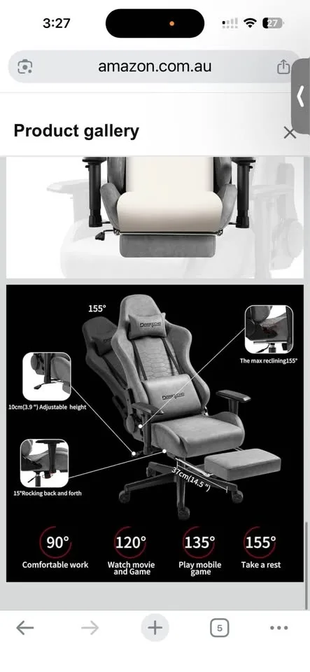 Ergonomic Gaming / Office Chair with Footrest image indicator(5)