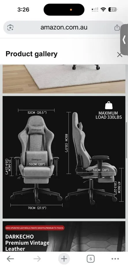 Ergonomic Gaming / Office Chair with Footrest image indicator(6)