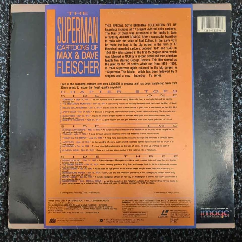 The Superman Cartoons of Max and Dave Fleischer Laserdisc - photo 2