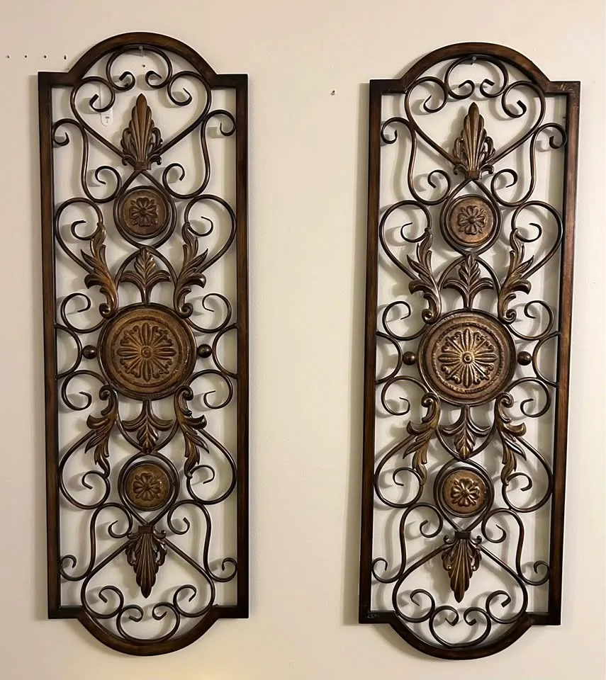 Wrought Iron Scrollwork Wall Decor - Set of Two