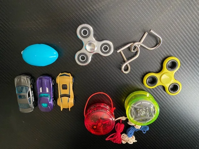 Cars, Nutty Putty, Yoyo’s, Mind Bender and Fidget Spinners
