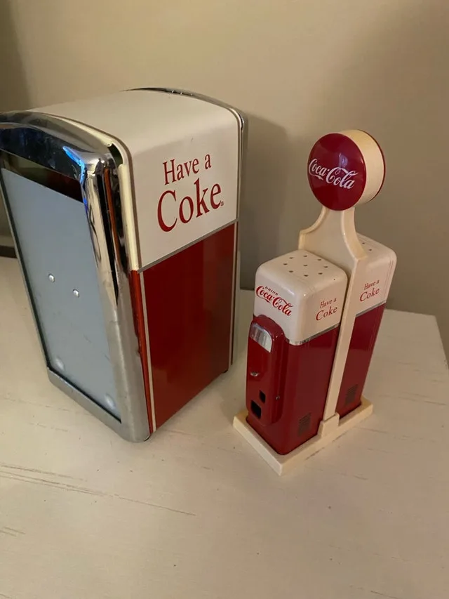 #Cleanout   Coca Cola Napkin holder & Salt & Pepper Shaker image indicator(2)