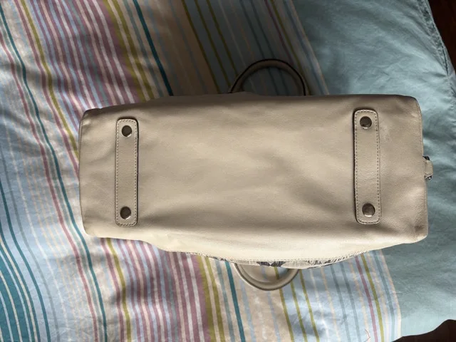 RARE COACH Pearl Silver Blue Multi Op Art Sabrina Satchel image indicator(10)