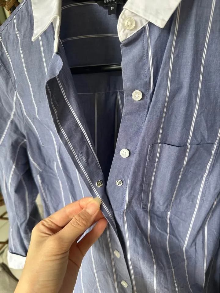 RW&Co Blue Button Up Shirt image indicator(2)