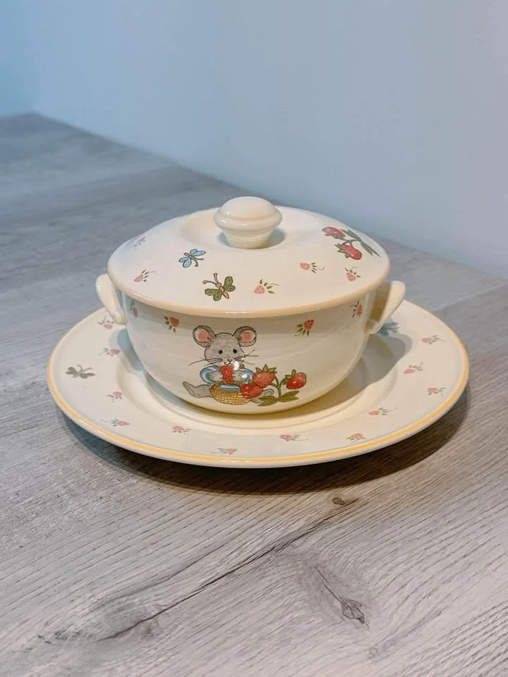 Vintage Mikasa Teddy Casserole Dish & Plate image indicator(2)