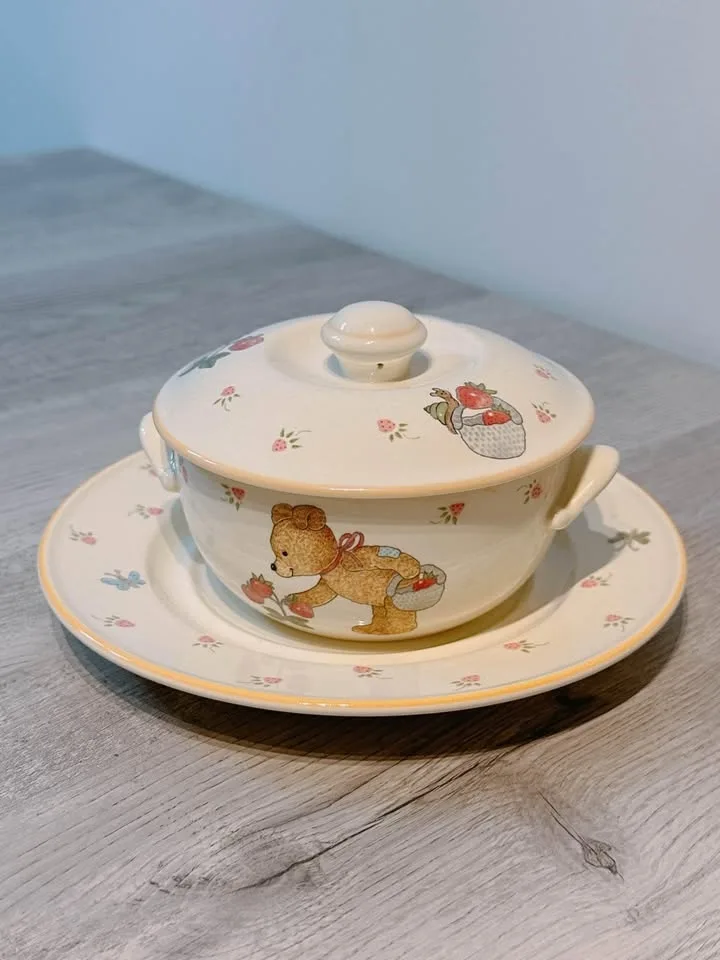 Vintage Mikasa Teddy Casserole Dish & Plate image indicator(3)