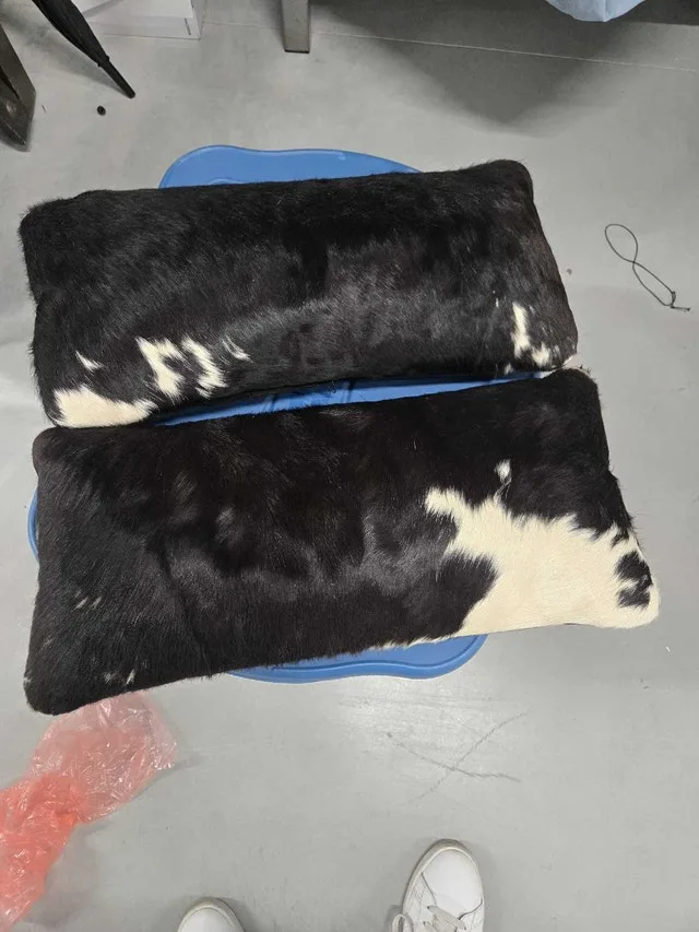 cowhide leather pillows throws