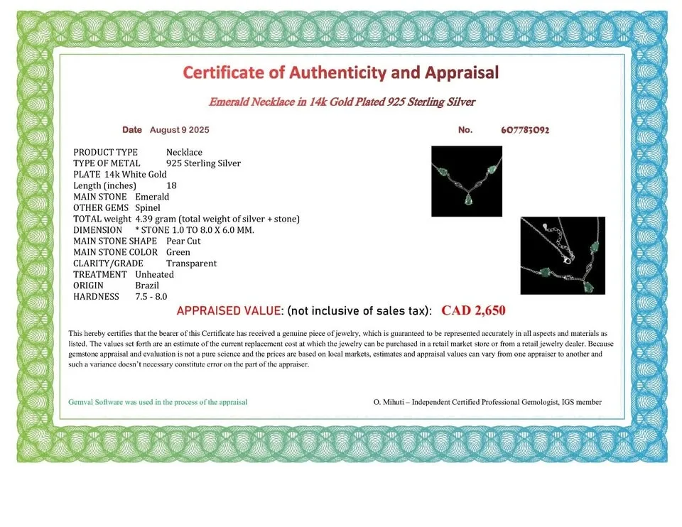 Pear Cut Emerald Necklace with Black Spinel Untreated image indicator(3)