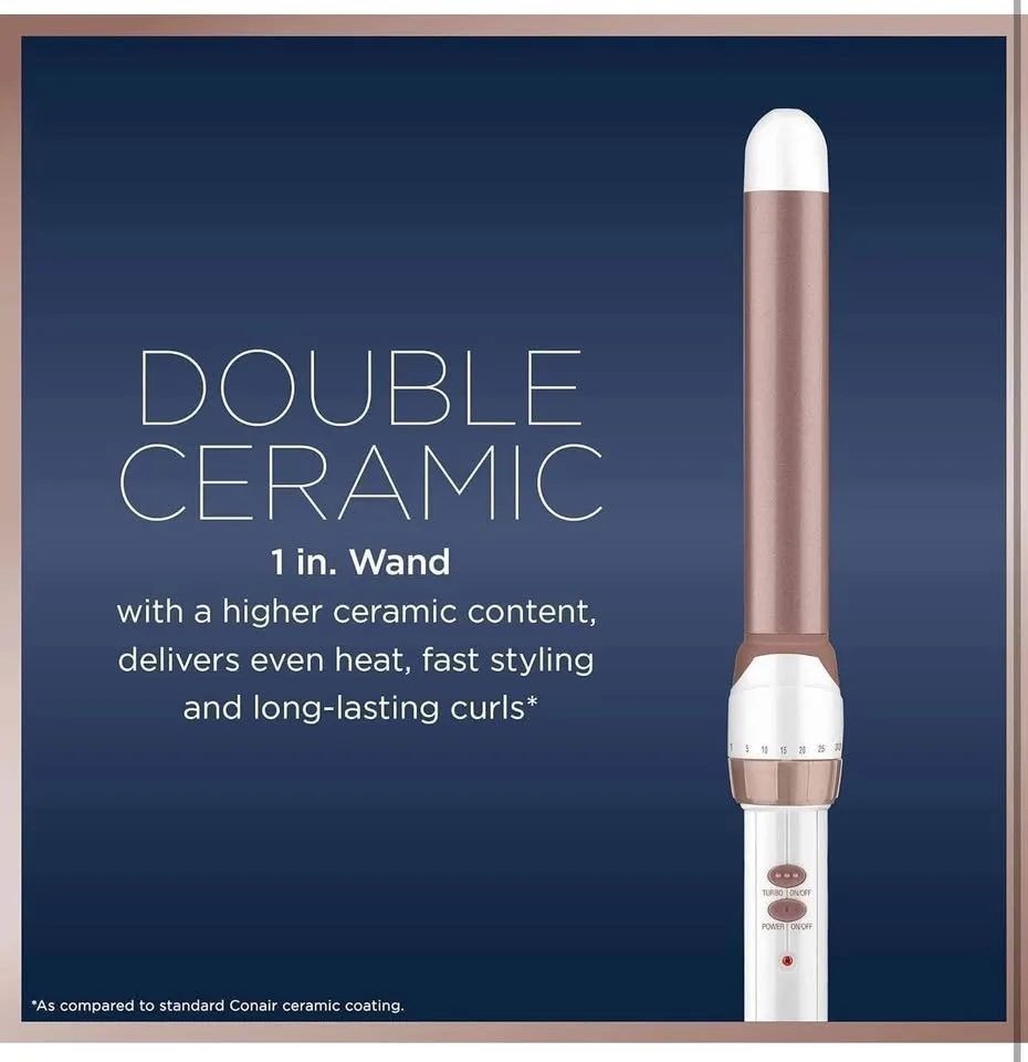 Double Ceramic 1-Inch Curling Wand Dual Voltage Up to 400F image indicator(2)