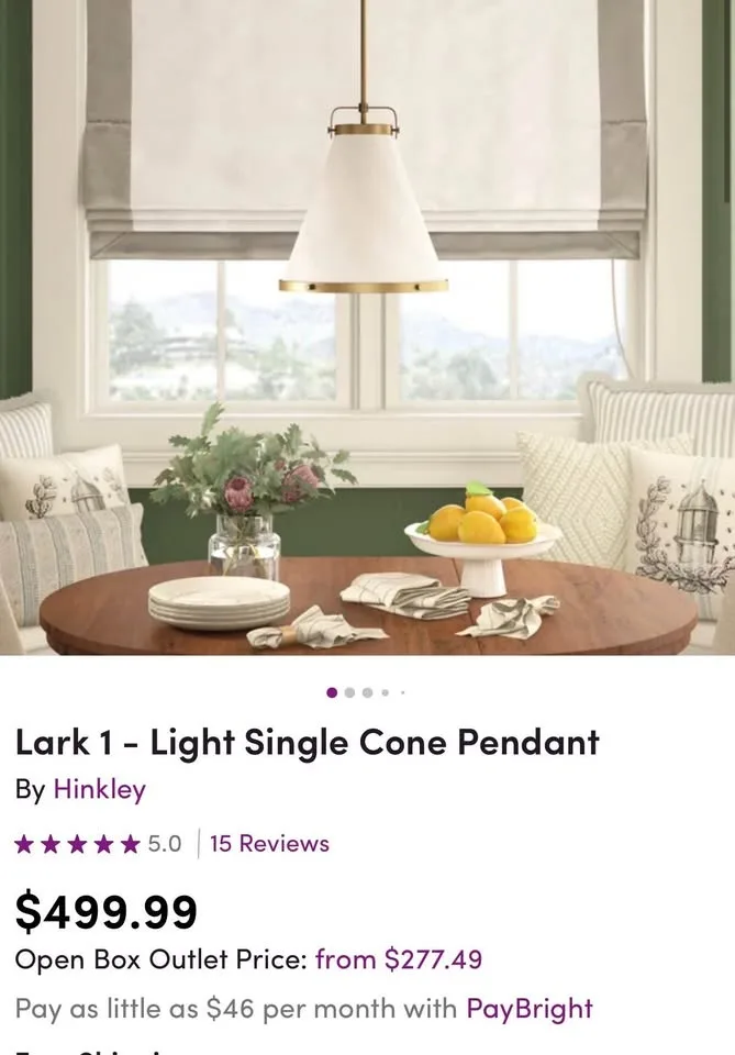 New in Box - Single Cone Pendant Light image indicator(6)