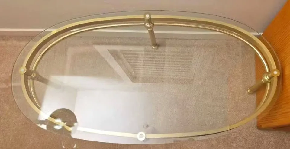 MCM Vintage Mid-Century Brass and Glass Coffee Table