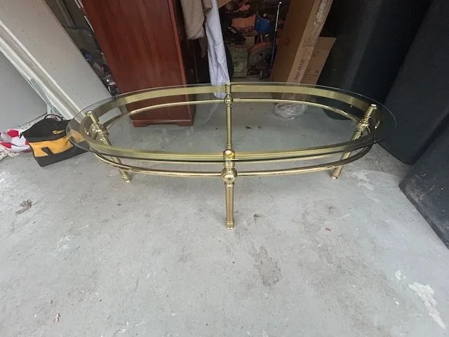 MCM Vintage Mid-Century Brass and Glass Coffee Table image indicator(2)