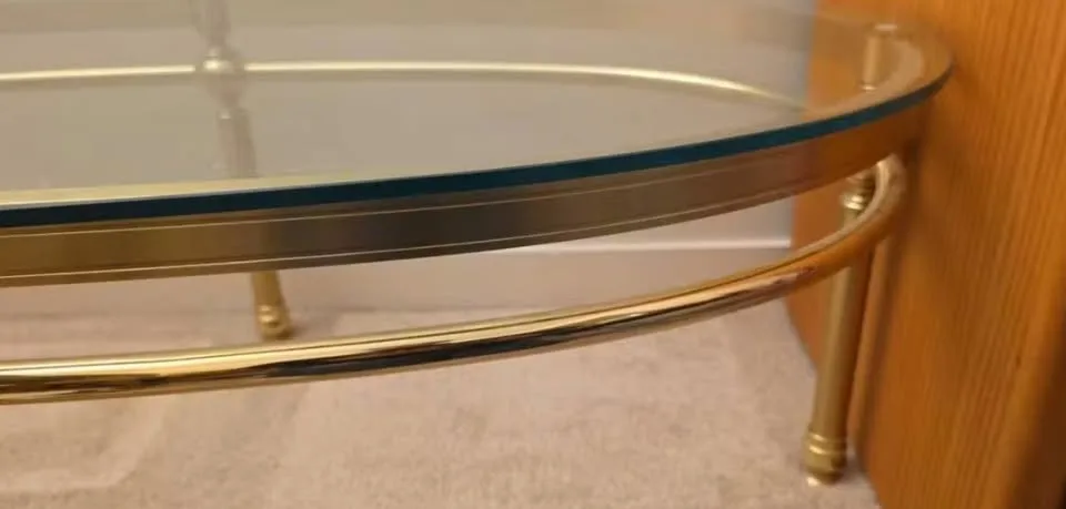 MCM Vintage Mid-Century Brass and Glass Coffee Table image indicator(3)