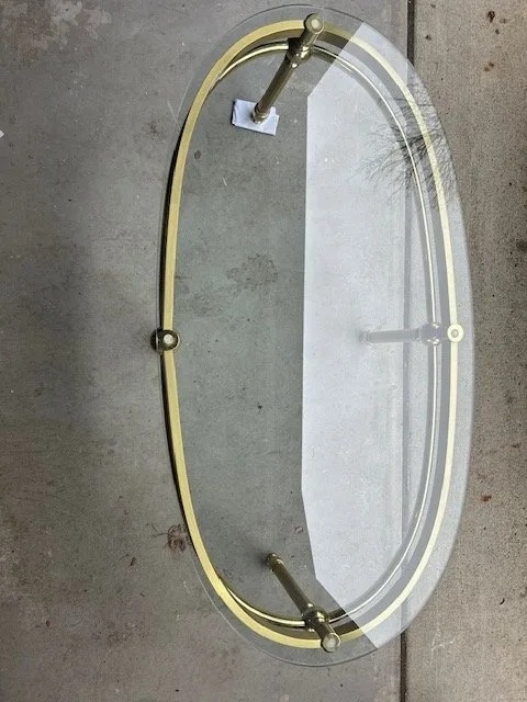 MCM Vintage Mid-Century Brass and Glass Coffee Table image indicator(4)