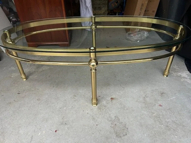 MCM Vintage Mid-Century Brass and Glass Coffee Table image indicator(5)