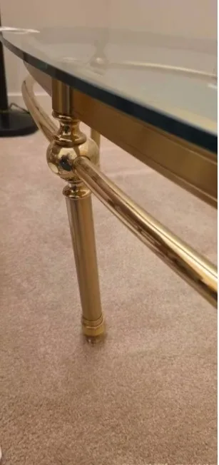 MCM Vintage Mid-Century Brass and Glass Coffee Table image indicator(6)