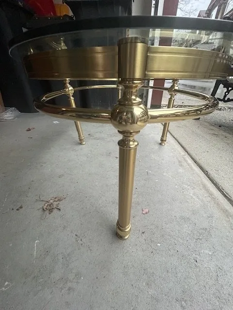 MCM Vintage Mid-Century Brass and Glass Coffee Table image indicator(7)