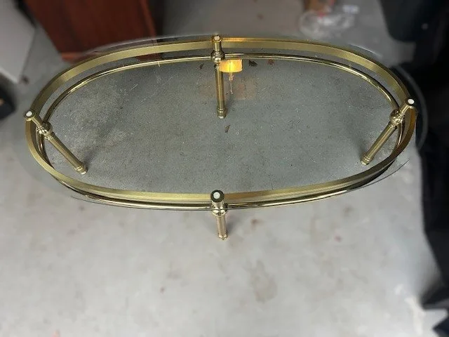 MCM Vintage Mid-Century Brass and Glass Coffee Table image indicator(8)