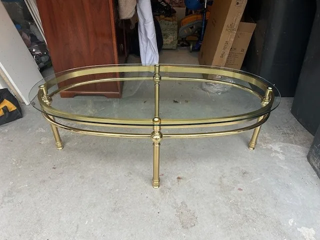 MCM Vintage Mid-Century Brass and Glass Coffee Table image indicator(9)