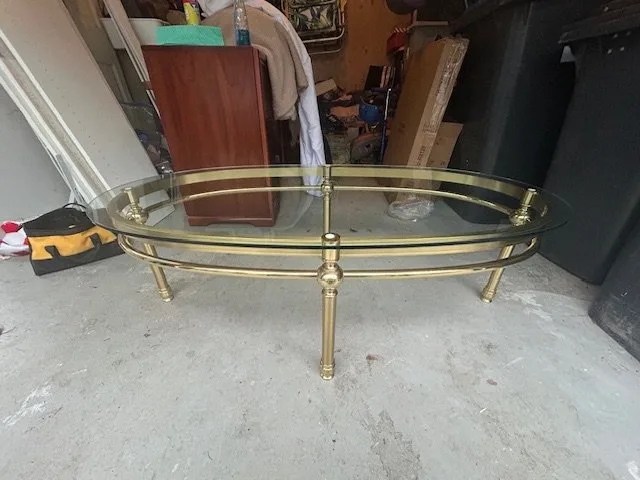MCM Vintage Mid-Century Brass and Glass Coffee Table image indicator(10)