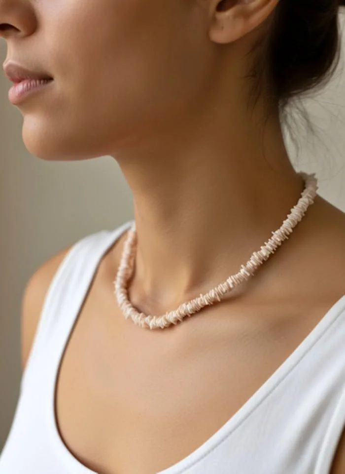 Shell Chip Necklace – Vintage Pink & Cream Beach Boho Choker