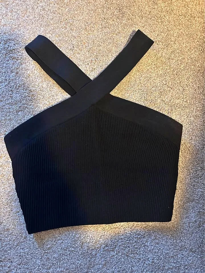 BABATON sculpt, cross neck cropped tank