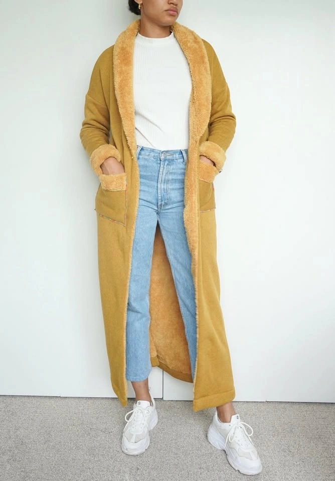 Soft Yellow Mustard Long Jacket with Pockets - photo 3