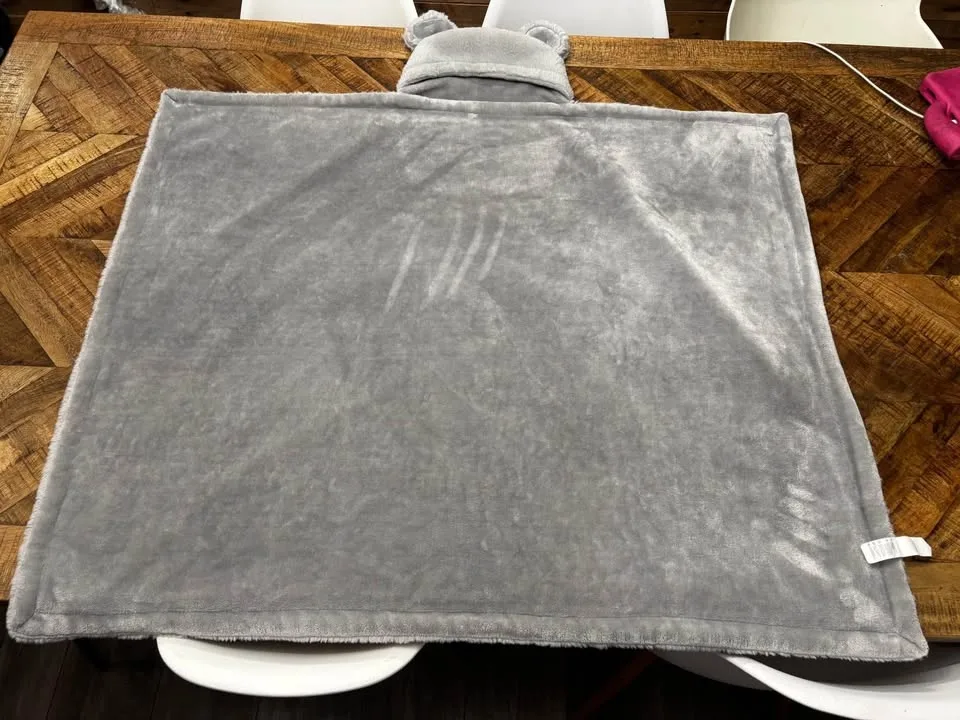 Grey Hooded Baby Blanket