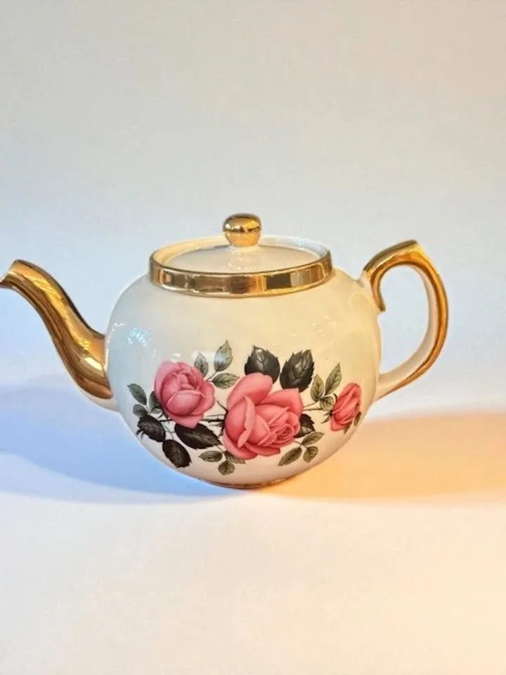 Vintage Floral Teapot and Creamer Jug; Carrigaline Pottery