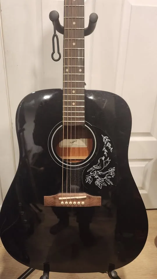 $200 Epiphone Dreadnaught Acoustic Guitar - Black image indicator(4)