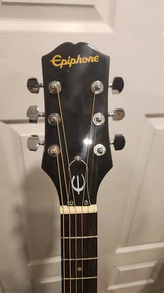 $200 Epiphone Dreadnaught Acoustic Guitar - Black image indicator(6)
