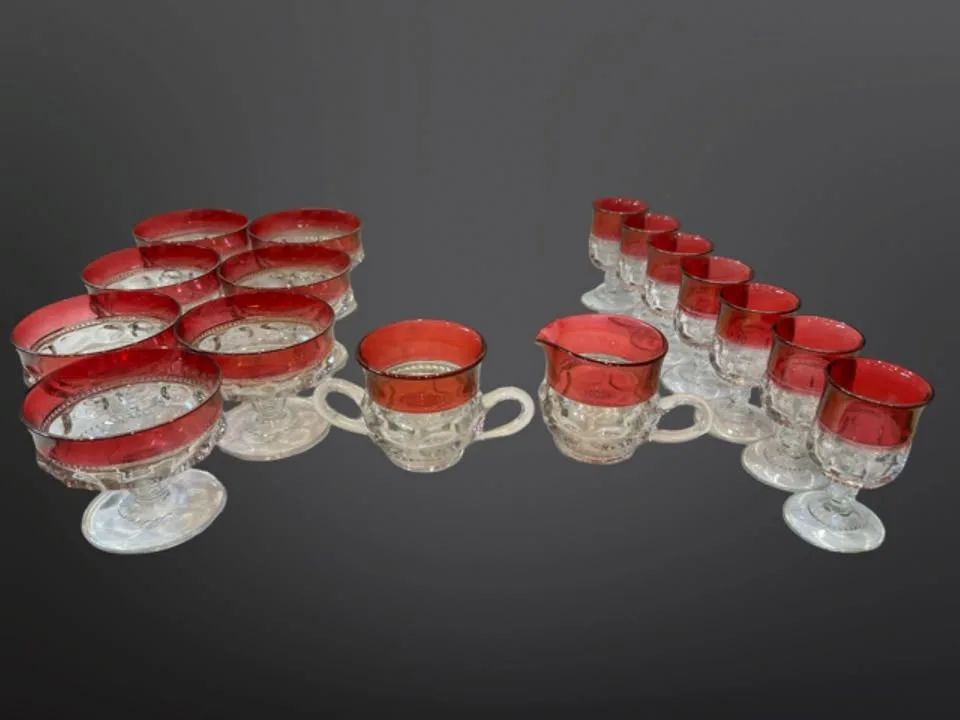Ruby Stained EAPG Glassware Set - 16-Piece Vintage image indicator(6)