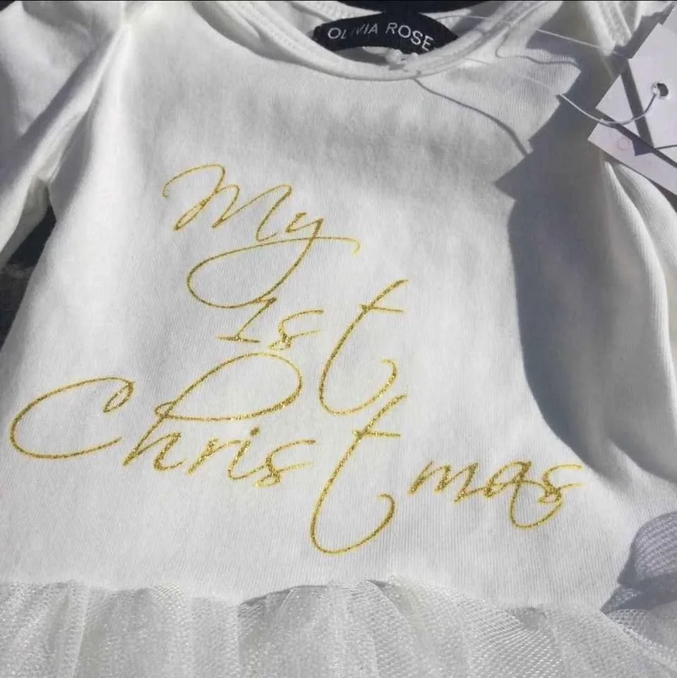 BNWT "My First Christmas" Tutu Onesie Dress 0-3 months image indicator(3)
