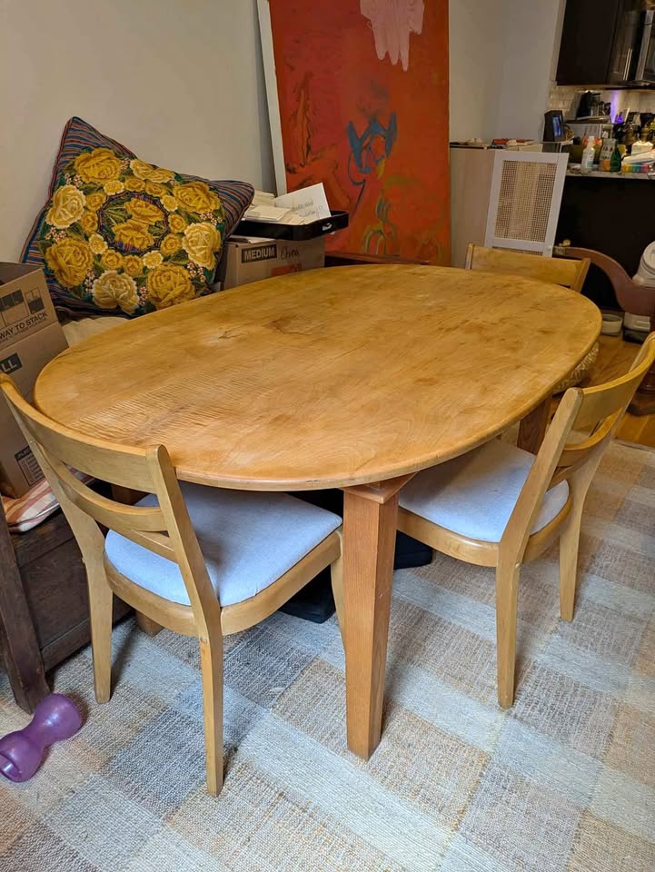 Vintage solid wood dining table with chairs