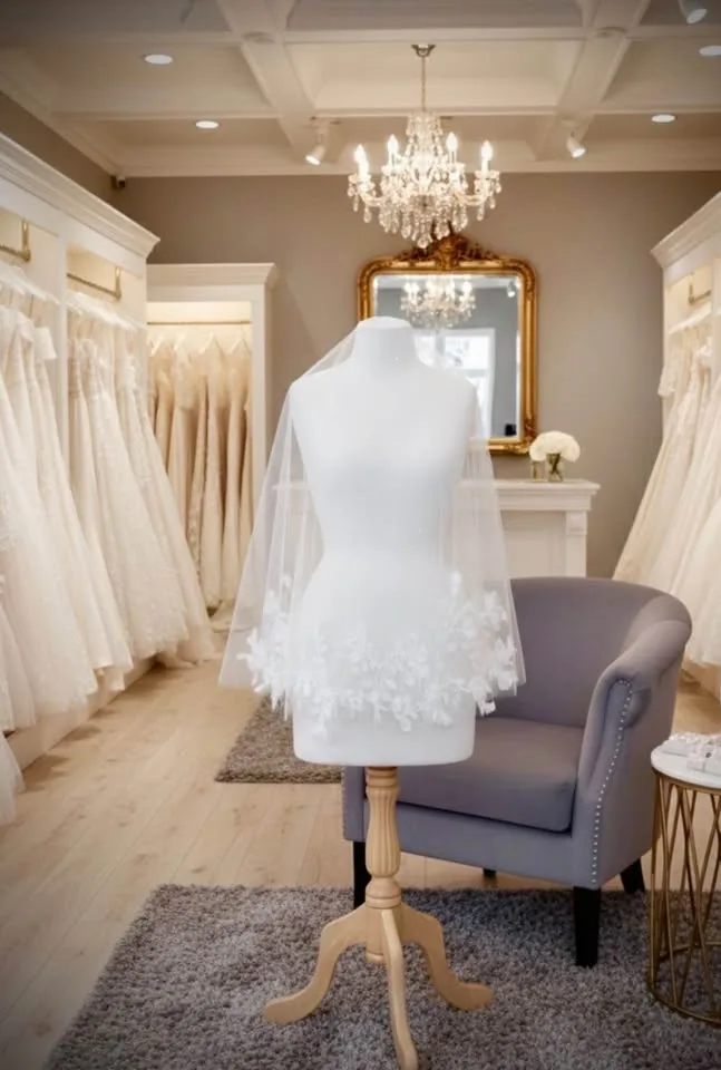 Classic short Flower blusher Veil soft white image indicator(3)